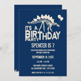 恐竜の誕生日ステゴサウルスとバルーン 招待状