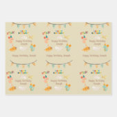 恐竜の誕生日テーマ-名前をカスタムする&写真 ラッピングペーパーシート (正面3)