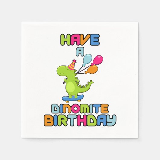恐竜の誕生日ナプキン 3層 スタンダードカクテルナプキン (正面)