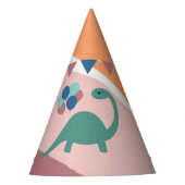 恐竜の誕生日バルーンのバナーニュートラル パーティーハット (正面)