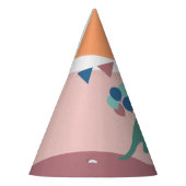 恐竜の誕生日バルーンのバナーニュートラル パーティーハット (左)