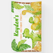 恐竜の誕生日パーソナライズされたパーティー 横断幕 (縦)