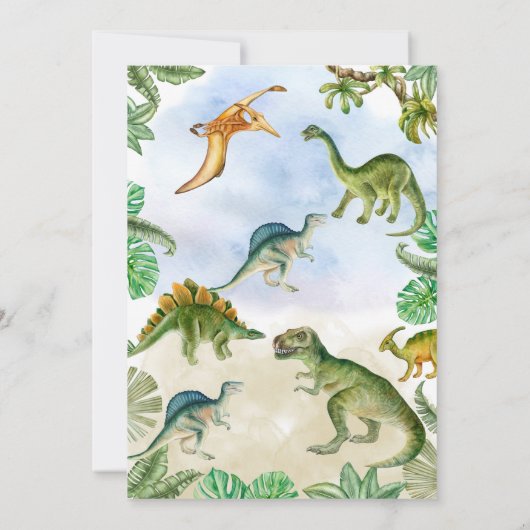 恐竜の誕生日パーティカスタマイズ可能招待状 招待状 (裏面)