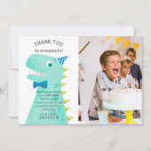 恐竜の誕生日パーティカスタムの写真 サンキューカード (正面)