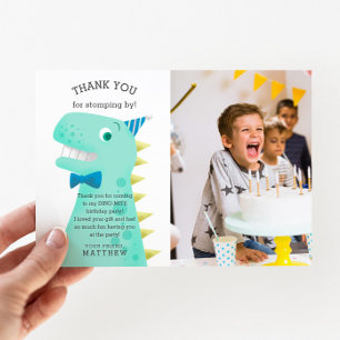 恐竜の誕生日パーティカスタムの写真 サンキューカード