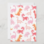 恐竜の誕生日パーティキッズピンクガールディノ 招待状 (裏面)