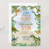 恐竜の誕生日パーティジュラシック誕生日パーティー 招待状 (正面/裏面)