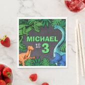 恐竜の誕生日パーティディノトレックス先史時代の少年 スタンダードランチョンナプキン (インサイチュ)