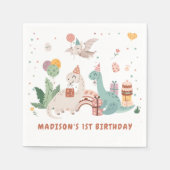 恐竜の誕生日パーティナプキンス スタンダードカクテルナプキン (正面)