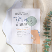 恐竜の誕生日パーティバジェットハガキ招待状