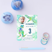 恐竜の誕生日パーティバジェット任意の年齢 チラシ (シングル)