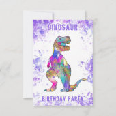 恐竜の誕生日パーティフォトパープル 招待状 (裏面)