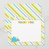 恐竜の誕生日パーティーありがとうフラットA2カード サンキューカード (正面/裏面)