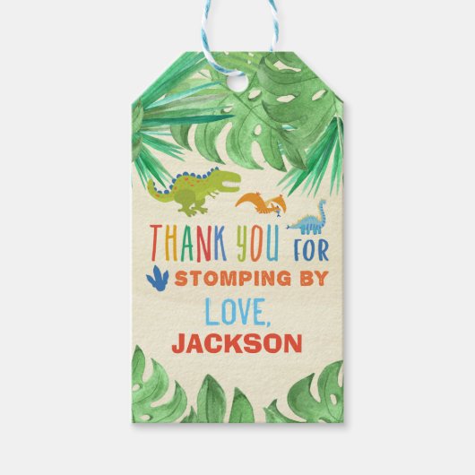 恐竜の誕生日パーティーありがとうメッセージカード ギフトタグ (正面)