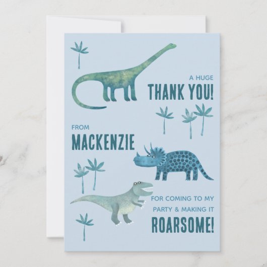 恐竜の誕生日パーティーありがとう サンキューカード (正面)