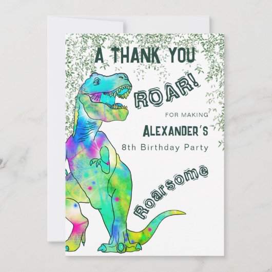 恐竜の誕生日パーティーありがとう サンキューカード (正面)