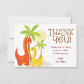 恐竜の誕生日パーティーお礼カードをカスタマイズ サンキューカード (正面)