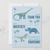 恐竜の誕生日パーティーお礼メッセージ サンキューカード (正面)