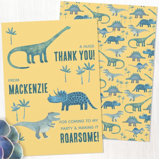 恐竜の誕生日パーティーお礼メッセージ サンキューカード