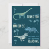 恐竜の誕生日パーティーお礼メッセージ サンキューカード (正面)