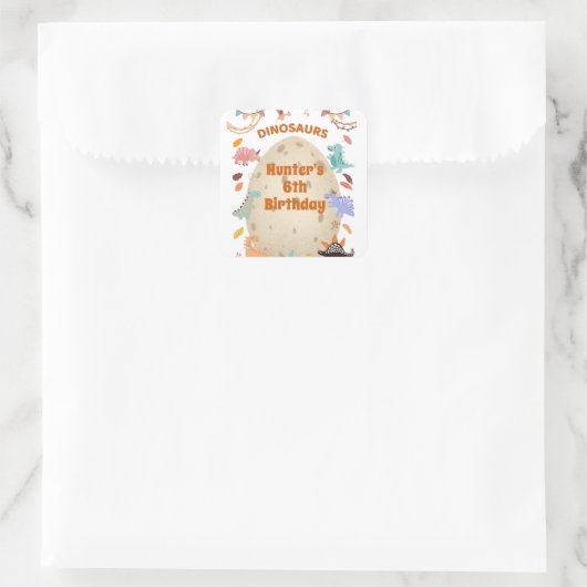 恐竜の誕生日パーティーと巨大なディノ卵 スクエアシール (バッグ)