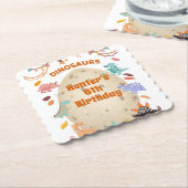 恐竜の誕生日パーティーと巨大なディノ卵 ペーパーコースター (アングル)