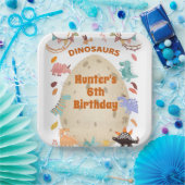 恐竜の誕生日パーティーと巨大なディノ卵 ペーパープレート (パーティー)