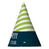 恐竜の誕生日パーティーにハッツグリーンストライプの パーティーハット (右)