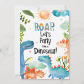 恐竜の誕生日パーティーにROAR！ 招待状 (正面)