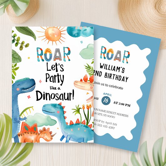 恐竜の誕生日パーティーにROAR！ 招待状