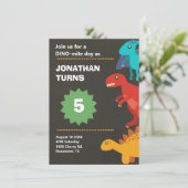 恐竜の誕生日パーティーのダジャレ 招待状 (スタンド正面)