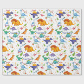 恐竜の誕生日パーティーのパーソナライズ名年齢ギフト ラッピングペーパー (フラット)