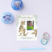 恐竜の誕生日パーティーの写真招待状 チラシ (シングル)