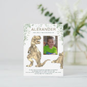 恐竜の誕生日パーティーの写真 インビテーションポストカード (スタンド正面)