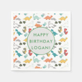 恐竜の誕生日パーティーの写真 スタンダードカクテルナプキン (正面)