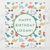 恐竜の誕生日パーティーの写真 ワインラベル (シングルラベル)