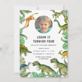 恐竜の誕生日パーティーの写真 招待状 (正面)