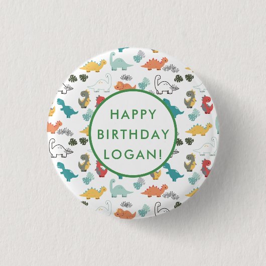 恐竜の誕生日パーティーの写真 缶バッジ (正面)