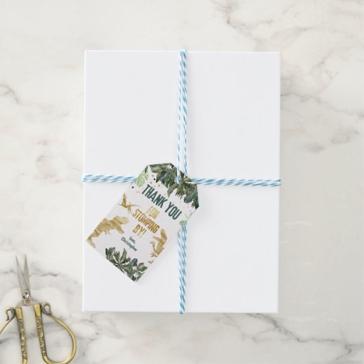 恐竜の誕生日パーティーの好意ギフトラベル ギフトタグ (より糸付き)