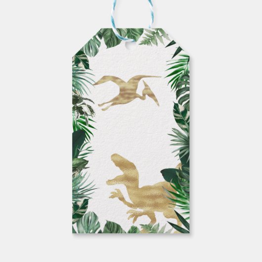 恐竜の誕生日パーティーの好意ギフトラベル ギフトタグ (裏面)