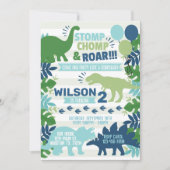 恐竜の誕生日パーティーの招待招待状 招待状 (正面)