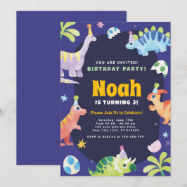恐竜の誕生日パーティーの招待状 シーズンカード