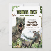 恐竜の誕生日パーティーの招待状 ティラノサウルスの誕生日パーティー 招待状 (正面)