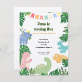 恐竜の誕生日パーティーの招待状 ノートカード (正面/裏面)