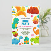恐竜の誕生日パーティーの招待状、恐竜のカード 招待状 (スタンド正面)