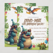 恐竜の誕生日パーティーの招待状 招待状 (正面/裏面)