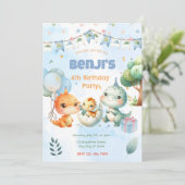 恐竜の誕生日パーティーの招待状 招待状 (スタンド正面)