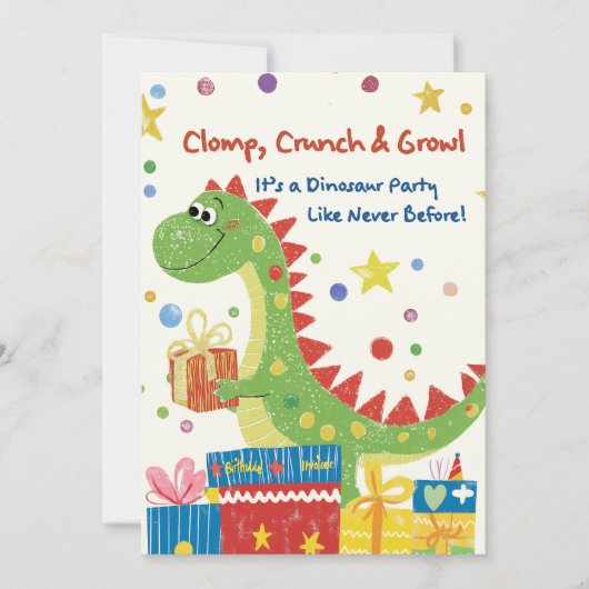 恐竜の誕生日パーティーの招待状 招待状 (正面)