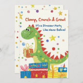 恐竜の誕生日パーティーの招待状 招待状 (正面/裏面)