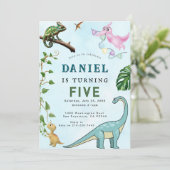 恐竜の誕生日パーティーの招待状 招待状 (スタンド正面)